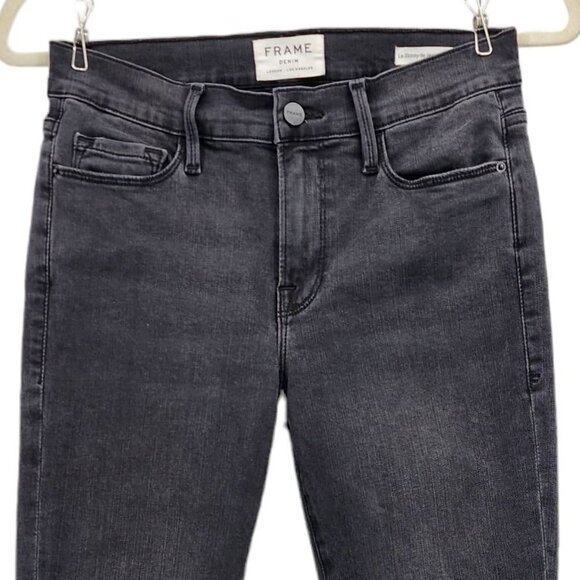 Frame Denim Le Skinny De Jeanne Crop Distressed Gray Jeans Womens 27 - Picture 2 of 9